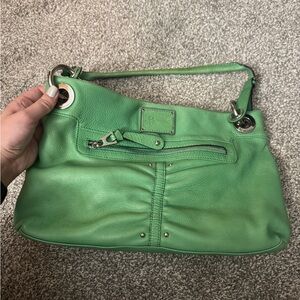 Vintage Green Leather B. Makowsky Shoulder Bag